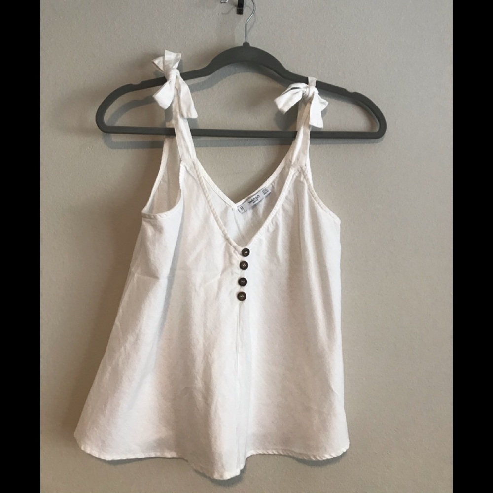 Used Once Mango Tie Shoulder Linen Mix Cami